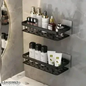 KYASO Bathroom plastic Shelves No-Drill Corner Shelf Shower Storage Rack PACK OF 2