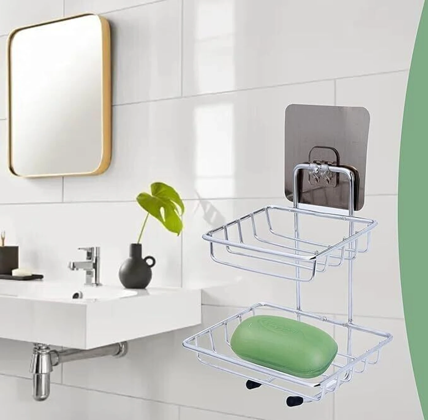 KYASO Soap Rack (Pack of 2) Stainless Steel Wall Shelf - Image 4